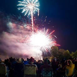 Residents of the town of Oden, Ind. take in fireworks on the Fourth of July.